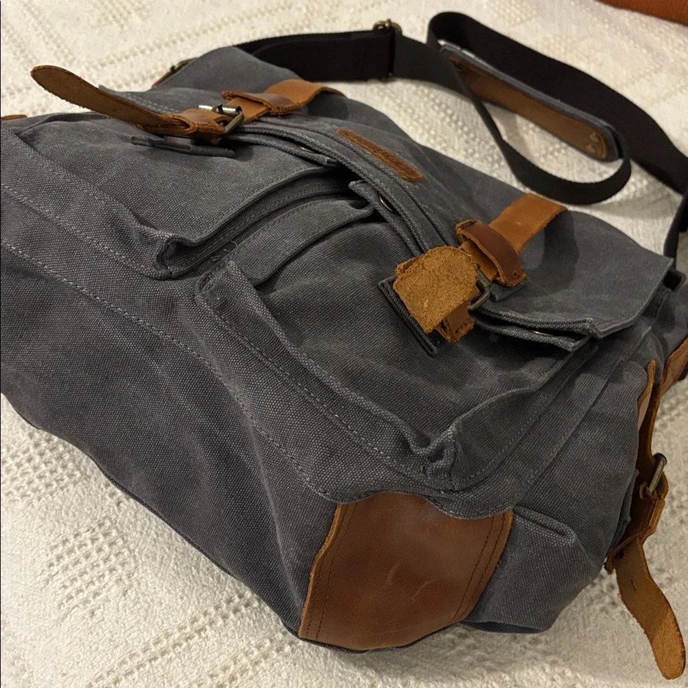 Kattee Leather Canvas Camera Bags for Men Vintage DSLR SLR Messenger Shoulder...